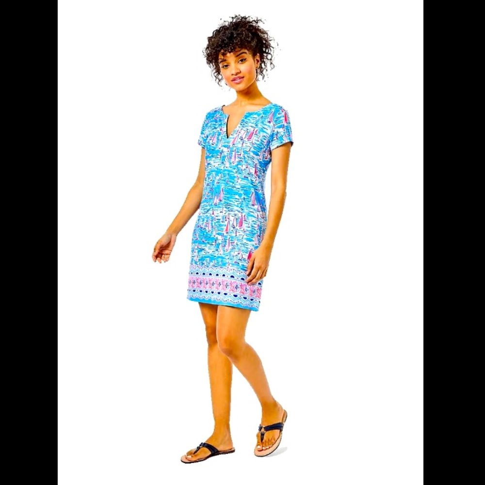 Lilly Pulitzer Sophiletta Zanzibar Blue Boatylicious Sailboat Dress Large